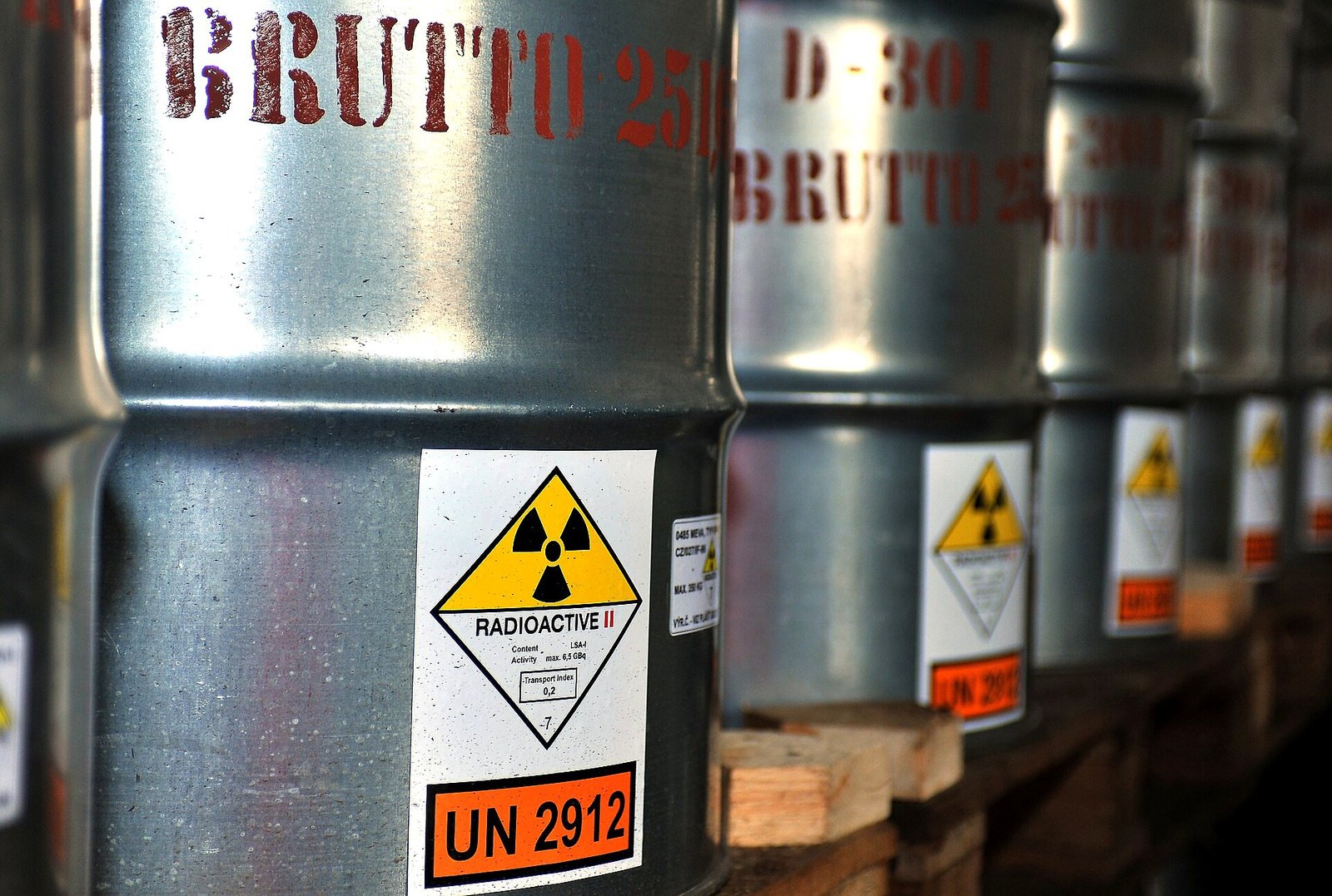 Uranium yellowcake drums